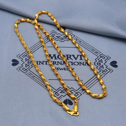 solid real 22k gold handmade Franco link chain art deco necklace handmade jewelry, K5837
