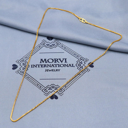 solid real 22k gold handmade Twisted Box link chain necklace handmade jewelry, 19.5 inches chain, 1mm chain K5838