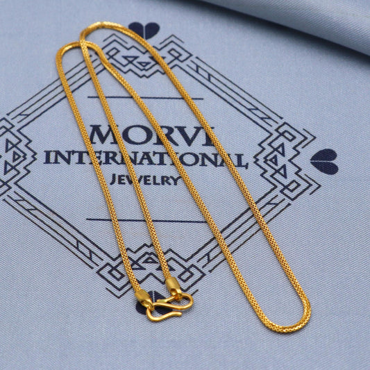 solid real 22k gold handmade Box Chain necklace handmade jewelry, 18.25 inches gold chain, 1.25 mm gold chain, K5840