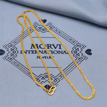 Cable Chain Solid Real 22k Gold Chain Necklace Handmade Indian Jewelry, all size inches gold chain, 2 mm gold chain, K5844