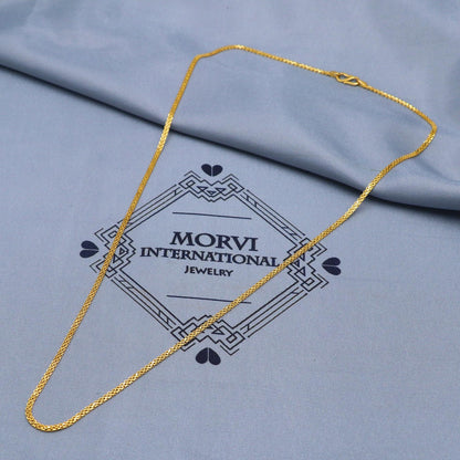 Cable Chain Solid Real 22k Gold Chain Necklace Handmade Indian Jewelry, all size inches gold chain, 2 mm gold chain, K5844