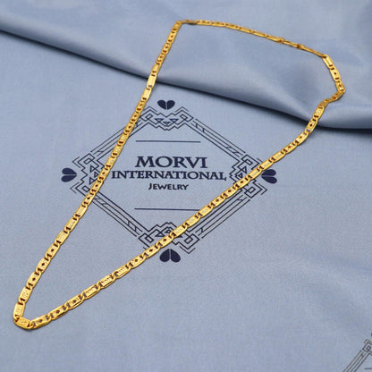 Solid Real 22k Gold Chain Necklace Diamond Cut Handmade Indian Jewels, Flat traditional Necklace, real gold chain, 4 mm gold chain, K5845