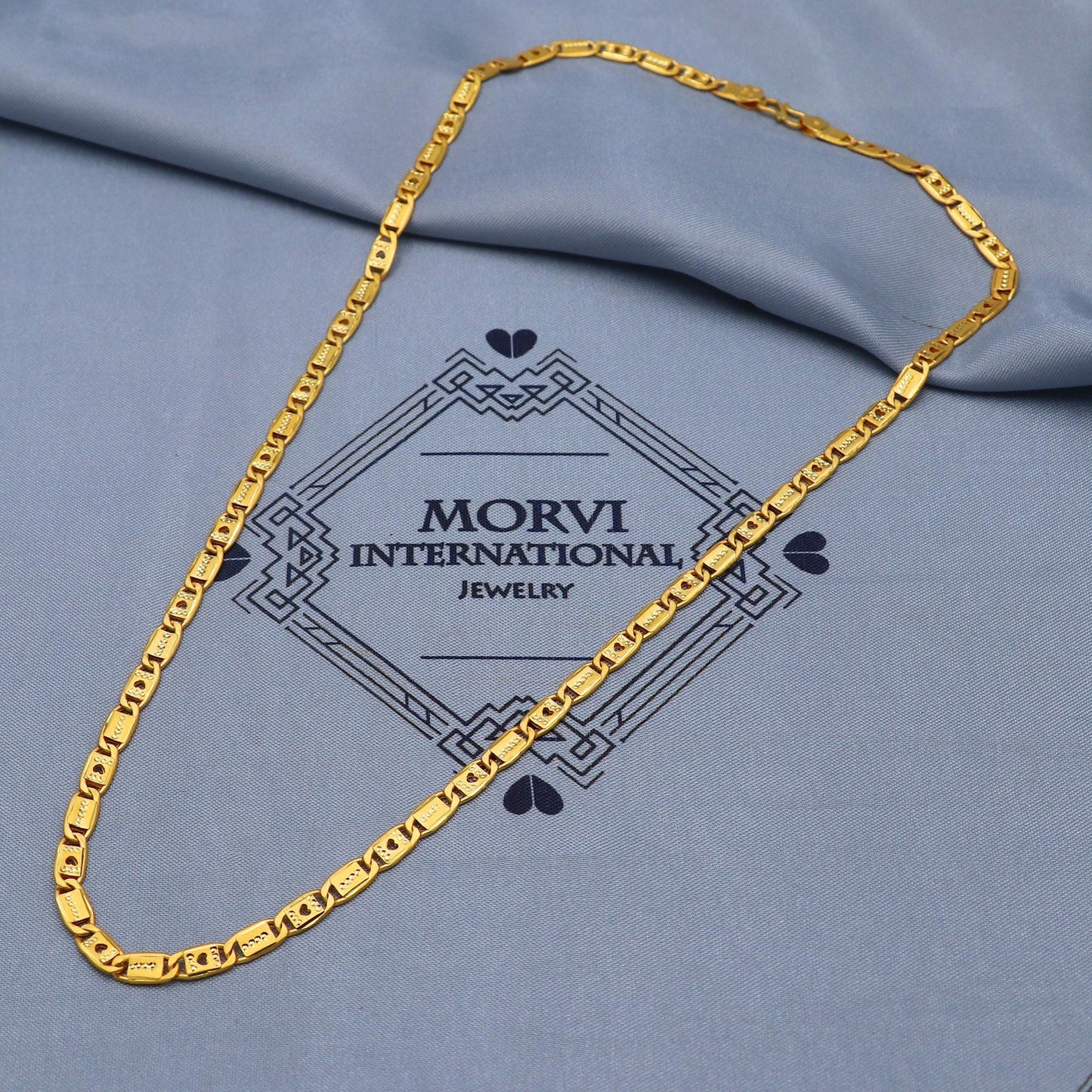 Classic 22k Gold Chain Handmade Necklace, Solid Real 22k Gold Chain Husband Wife Handmade Indian Jewels, K5847