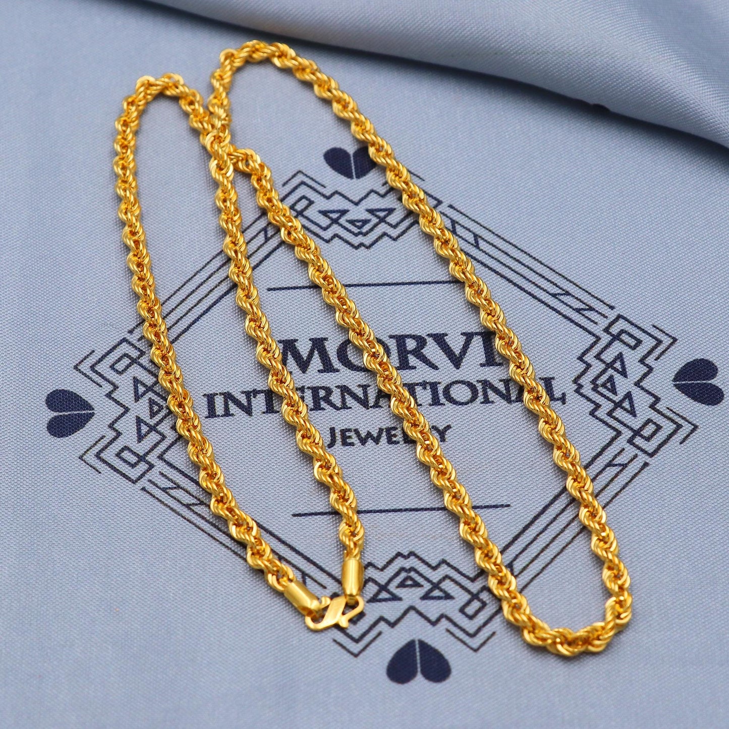 Solid 22k gold Rope Chain Handmade Necklace Jewelry, inches gold chain, 3.5 mm gold chain, K5849