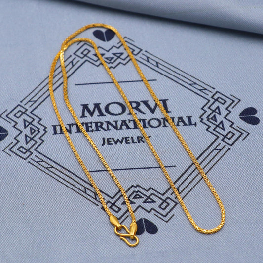 Pure Gold Necklace Chain in Solid 22k Yellow Gold, Handmade Chain Jewelry, curb Style Chain,  all size available