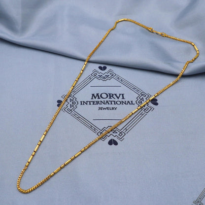 Necklace Chain in Solid 22k Yellow Gold, Designer Handmade Round Necklace Jewelry, Vintage Style Gold Chain, K5853