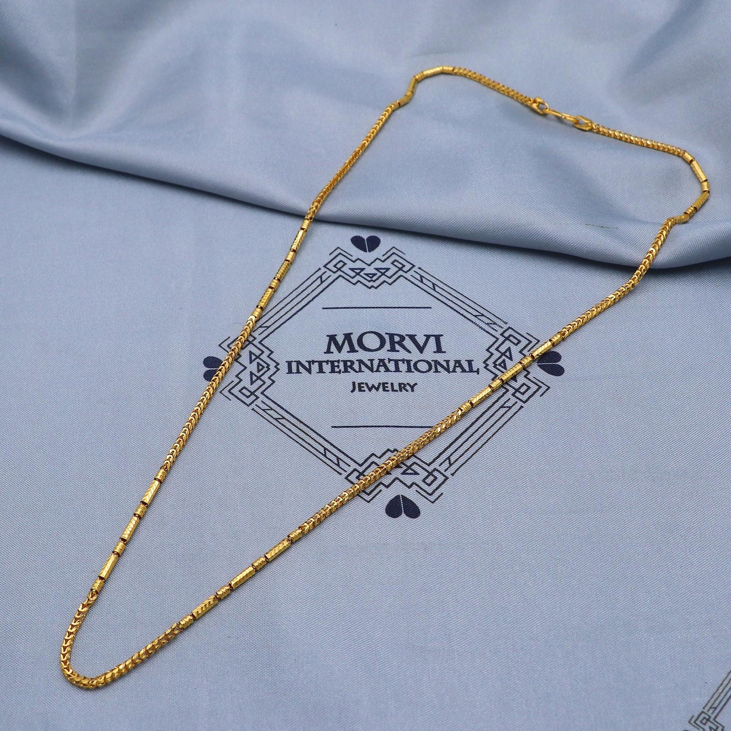 Necklace Chain in Solid 22k Yellow Gold, Designer Handmade Round Necklace Jewelry, Vintage Style Gold Chain, K5853