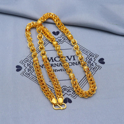 Ethnic Vintage Gold Men Necklace, Solid 22k Gold Chain Husband Wife Handmade Indian Jewelry, 21 inches gold chain, 6-7 mm gold chain, K5856