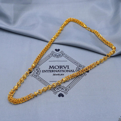 Ethnic Vintage Gold Men Necklace, Solid 22k Gold Chain Husband Wife Handmade Indian Jewelry, 21 inches gold chain, 6-7 mm gold chain, K5856