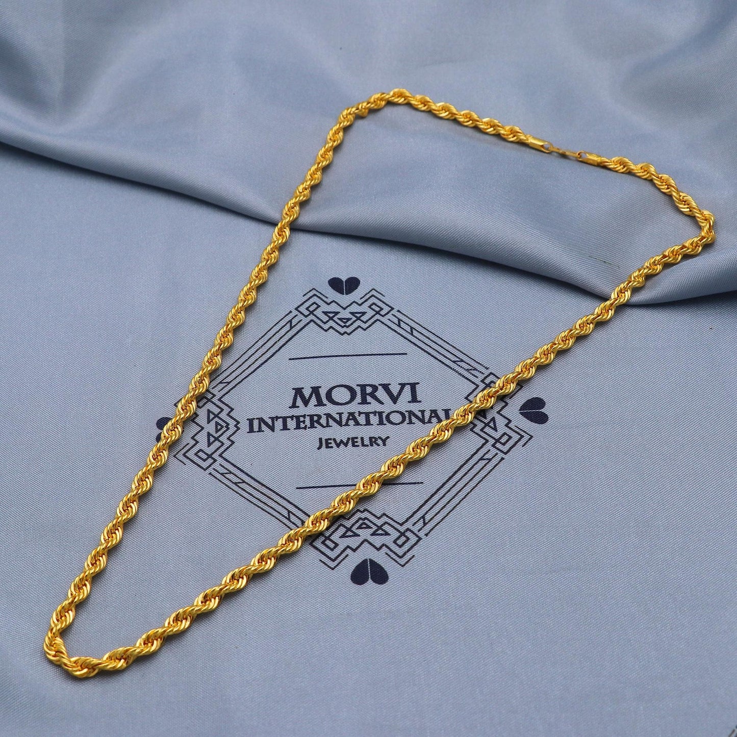 Solid 22k gold Rope Chain Handmade Necklace Jewelry, 22 inches gold chain, 4.5 mm gold chain, K5858