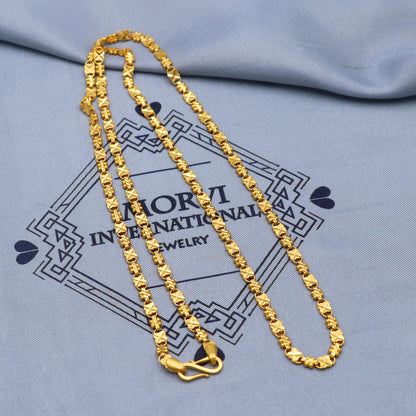 Handmade Solid 22k Gold Chain Royal Ethnic Floral Necklace Indian Jewelry, 3.5 mm gold chain, K5862