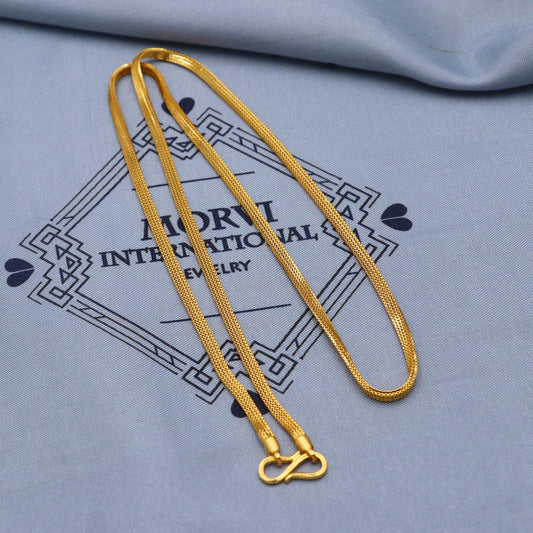 Handmade Solid 22k Gold Chain Classic Necklace Indian Jewelry, 3 mm gold box chain necklace Indian Jewelry, K5863