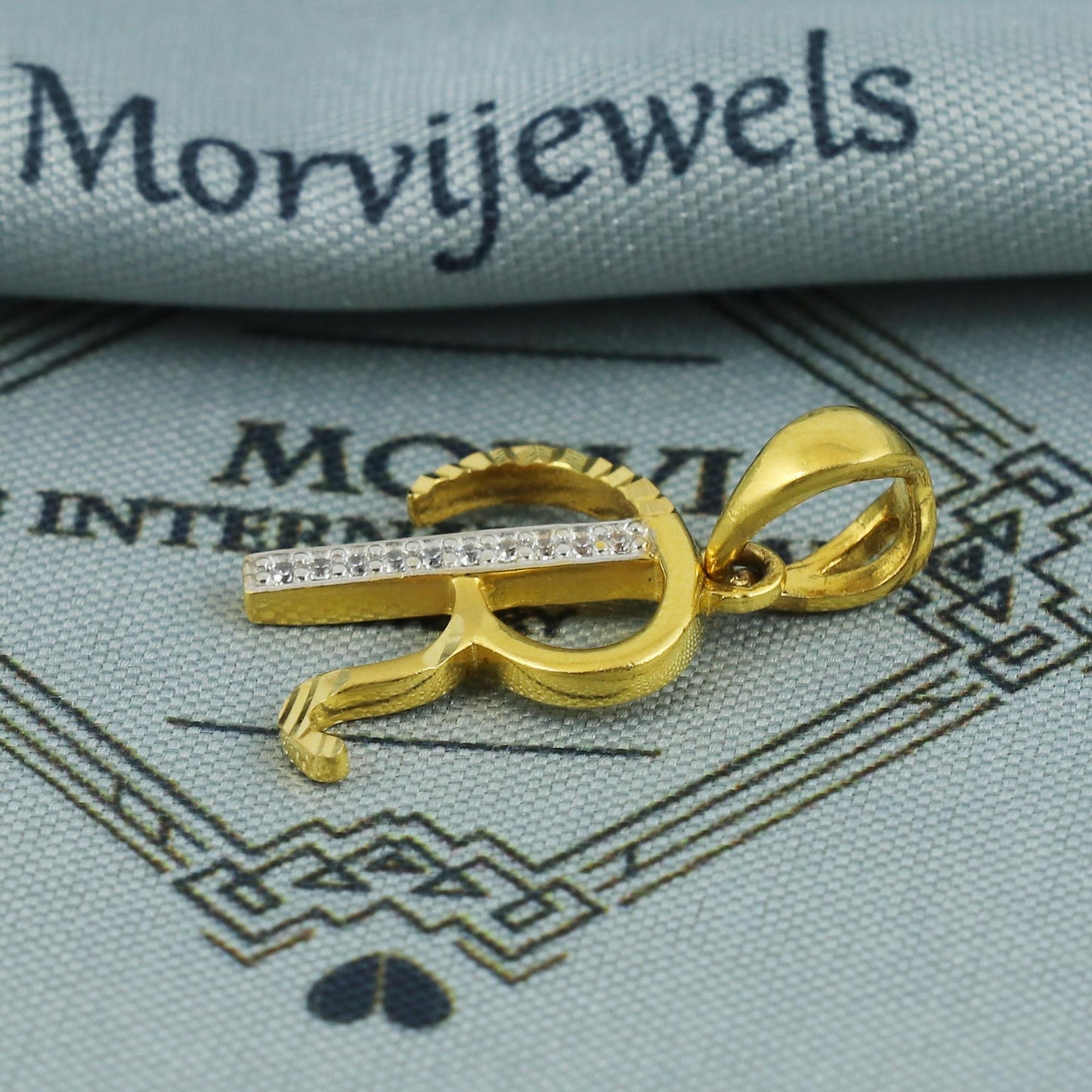 R "R" Letter Alphabet in Pure 22k Yellow Gold Pendant, Handmade Yellow Gold Jewelry, Hand Crafted Custom Made, MJ0116