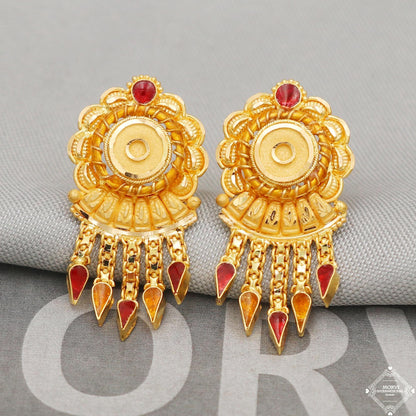 22kt 22k Yellow Gold Earrings Handmade Indian 22kt Gold Stud Earrings Jewelry for Gift, K5146