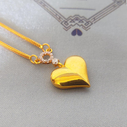 Puffy Heart Pendant with Gold Chain Necklace Jewelry, K5870