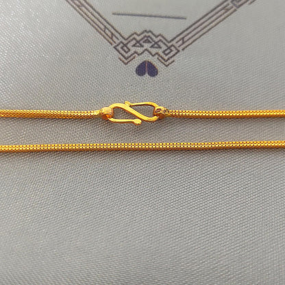 Classic Handmade Solid 22k Gold Chain Necklace Indian Jewelry, 17 inches box gold chain, 1 mm gold box chain, K5871