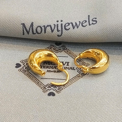 Hammered 22k Gold Hoop Earrings | Traditional Indian Bali Hoops | Lightweight Pure Gold Earrings for Women, K5873
