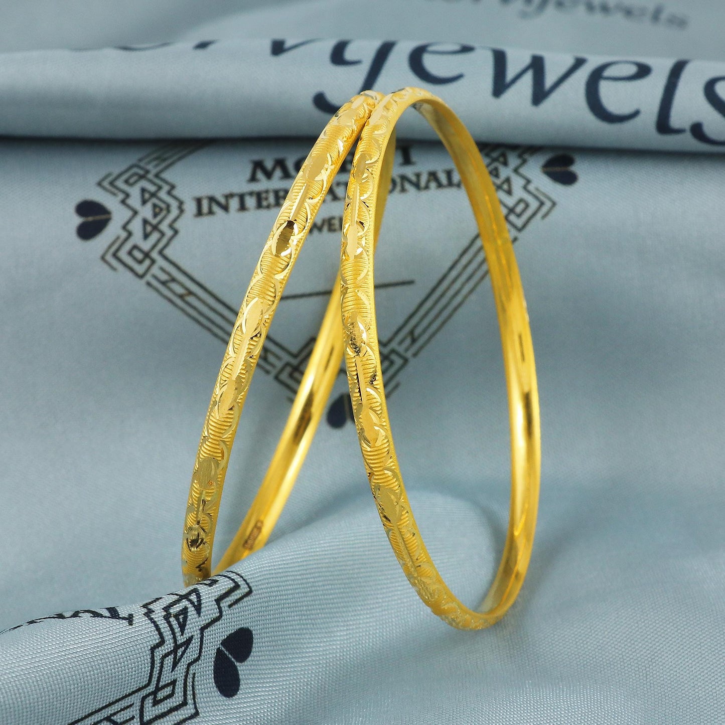 22k Gold Bangles Indian Handmade lightweight, Traditional Rajasthan India, Bangle Bracelet pair Wedding Jewelry, MJ0142