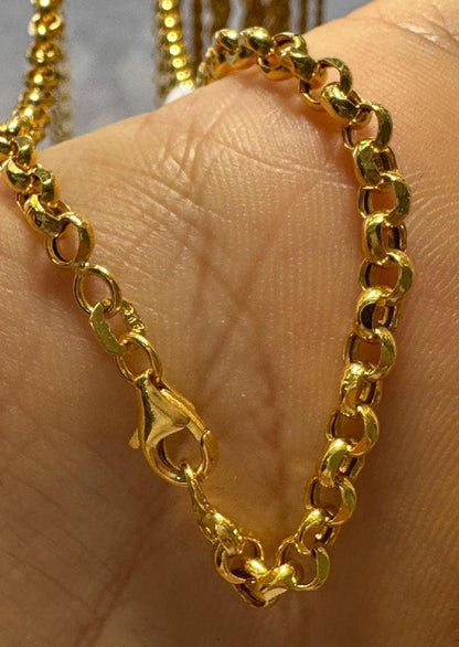 22k Gold Bracelet Chain Handmade Custom Order, Yellow Gold Bracelet, rolo