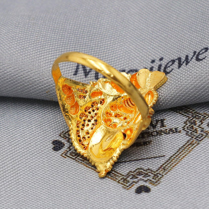 Vintage Style 22k Gold Ring Peacock, Size 6 7 8 and All Size, 22k Gold Band Ring, 22karat Gold Ring, hand crafted Pure gold ring, K5887