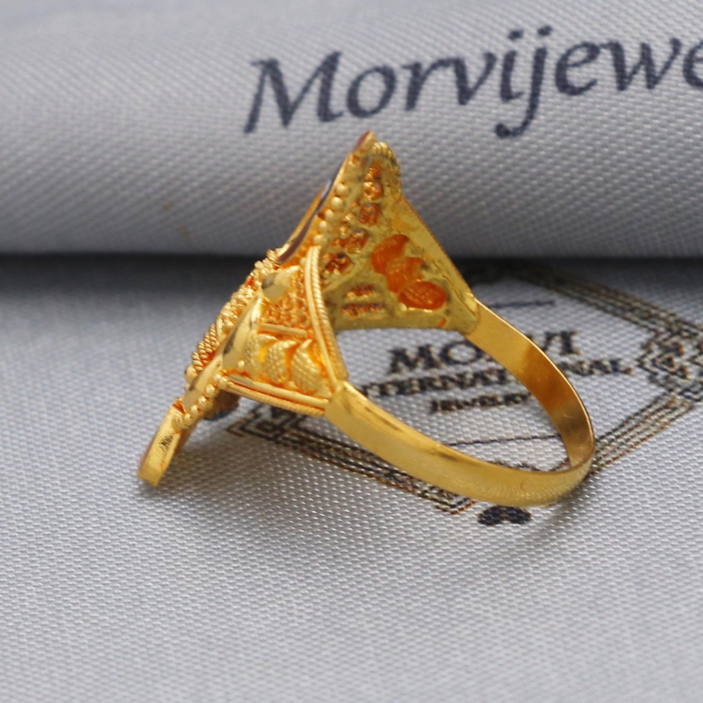 Vintage Style 22k Gold Ring Peacock, Size 6 7 8 and All Size, 22k Gold Band Ring, 22karat Gold Ring, hand crafted Pure gold ring, K5887