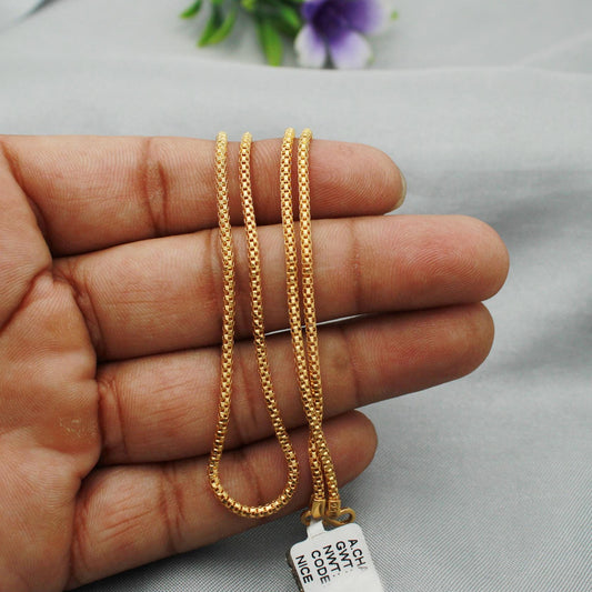 Handmade 22k Gold Round Box Chain Necklace: Indian Jewelry