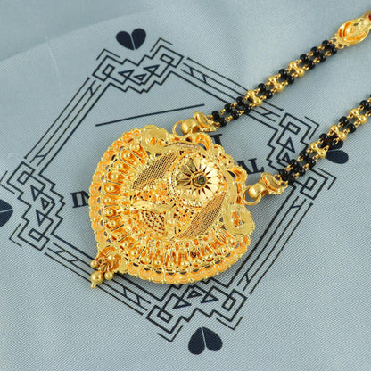 22kt 22k real gold wife mangalsutra necklace, Traditional Big Wedding Bridal Long Necklace, holy black beads indian necklace jewelry, k5920