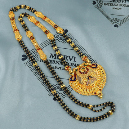 22kt 22k real gold wife mangalsutra necklace, Traditional Big Wedding Bridal Long Necklace, holy black beads indian necklace jewelry, k5920
