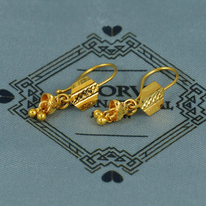 Small 22k Gold Earrings Ear Wire Jewelry, MJ0107