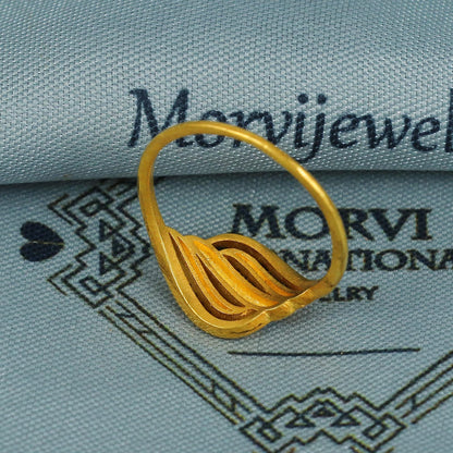 two tone 22k Gold Ring Size 6.75 and 7 US, 22k Gold Women Ring, 22 karat Gold Ring, Hand Crafted Flower Gold Ring, MJ0105