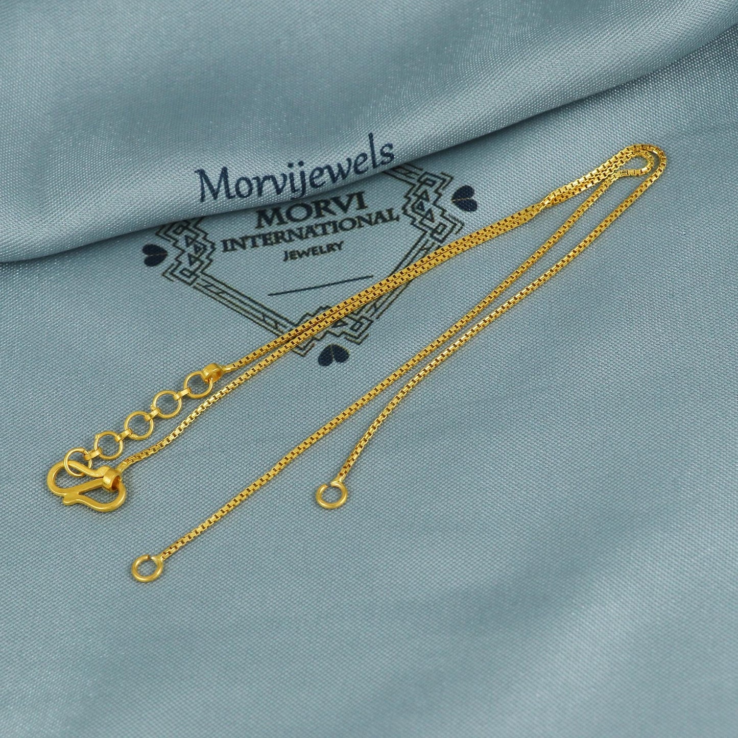 22k Yellow Gold Chain for Pendant Locket Mangalsutra necklace, 22k gold Box chain, Indian wife ethnic necklace chain, MJ0106