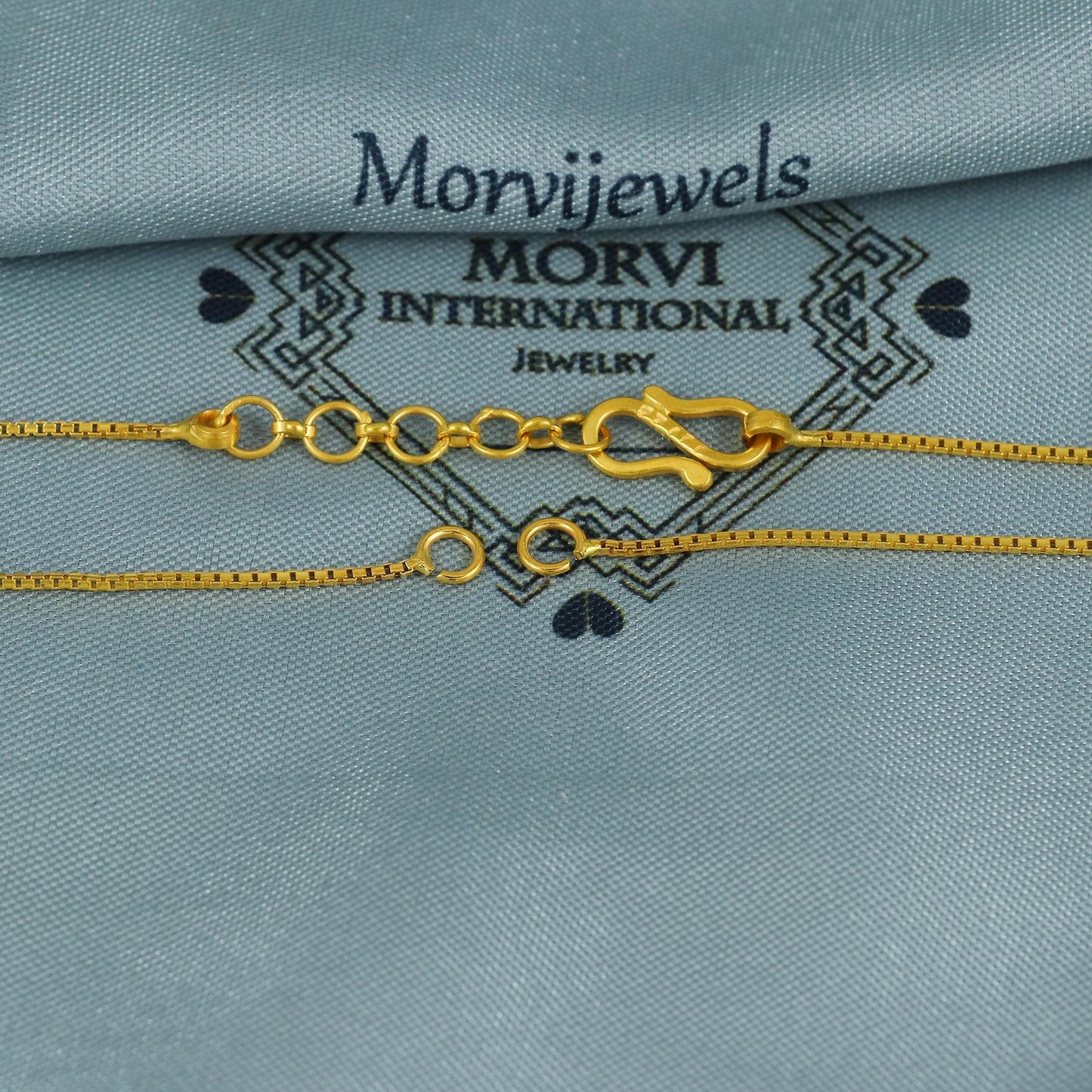 22k Yellow Gold Chain for Pendant Locket Mangalsutra necklace, 22k gold Box chain, Indian wife ethnic necklace chain, MJ0106