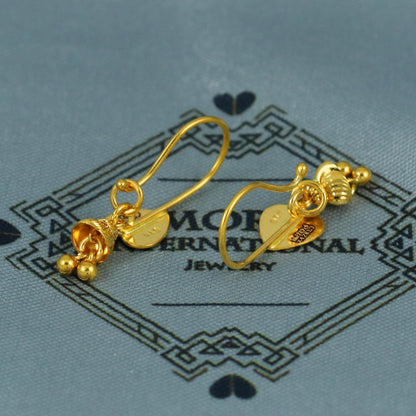 22k Gold Earrings Engraved Ear wire Hook Dangle Earrings , Small Dangling 22kt Earrings, Indian Gold Earrings, Party Wear Earrings, MJ0108