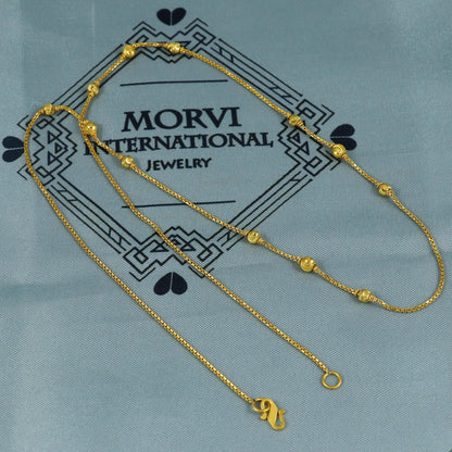 22k Gold Chain Beads Necklace Jewelry, Diamond Cut Beads 22kt Chain, Indian Gold Chain, Party Wear Chain, MJ0115
