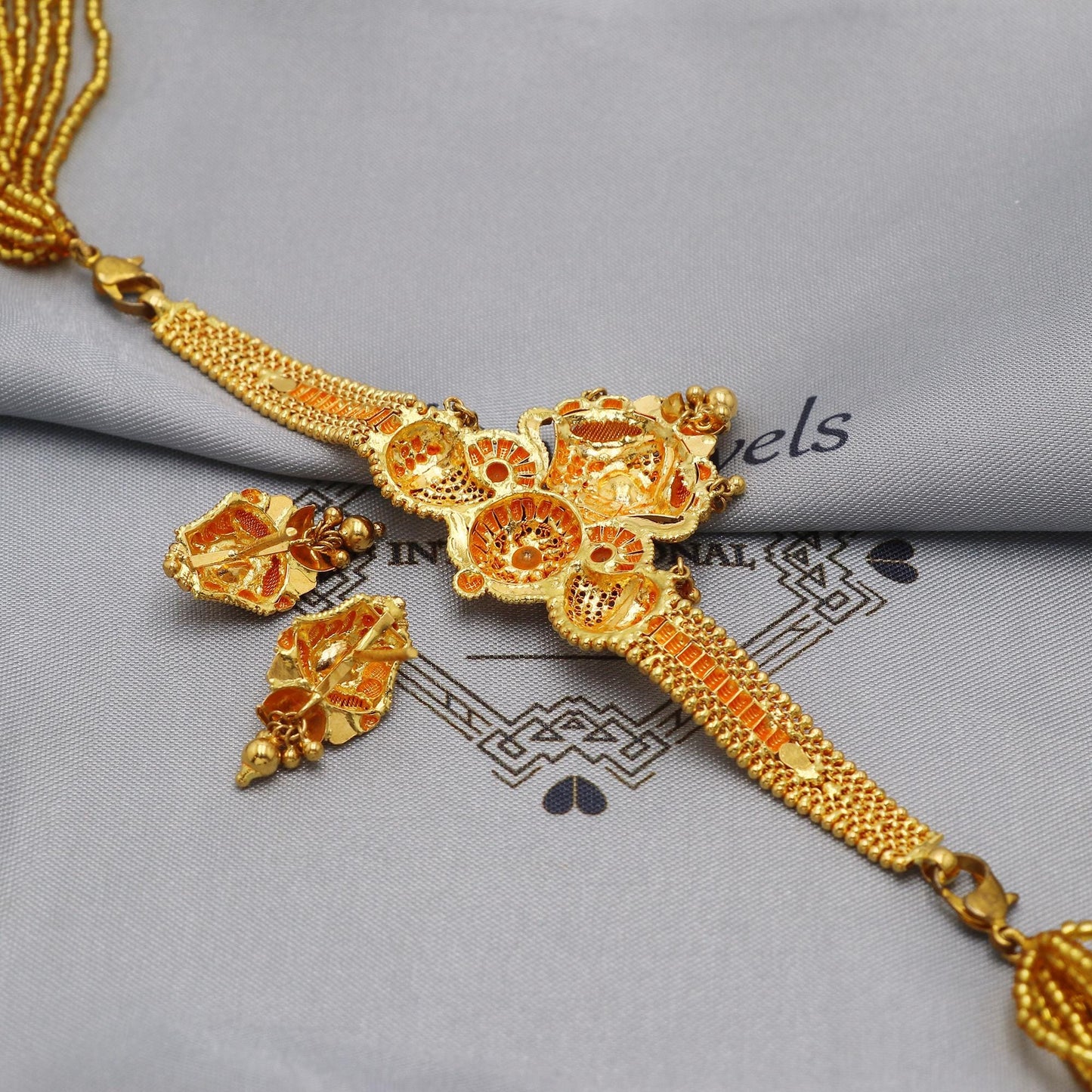 22k Gold Choker Necklace Indian with Adjustable Dori, Handmade Traditional Gold Jewelry | Vintage Filigree Style Pure Gold Necklace, K5909