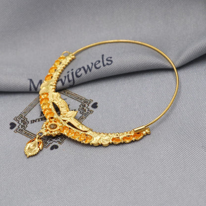 Wedding 22kt 22k Gold Nose Ring Traditional Indian Handmade Nath Nose Pure gold Ring, Traditional Vintage Style, Ear wire Nosering, K5907