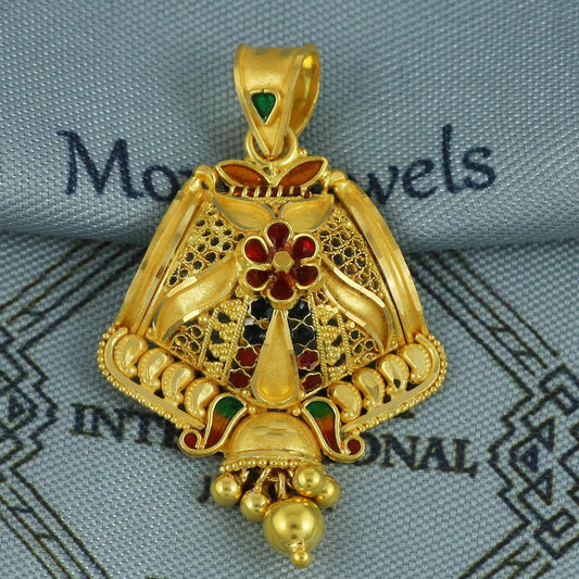 Hand Crafted 22k 18k Gold Pendant Locket Handmade Indian Jewelry, K5918