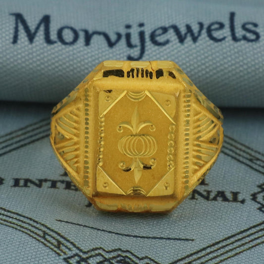 Carved 22k Yellow Gold Ring Handmade Jewelry, K5919