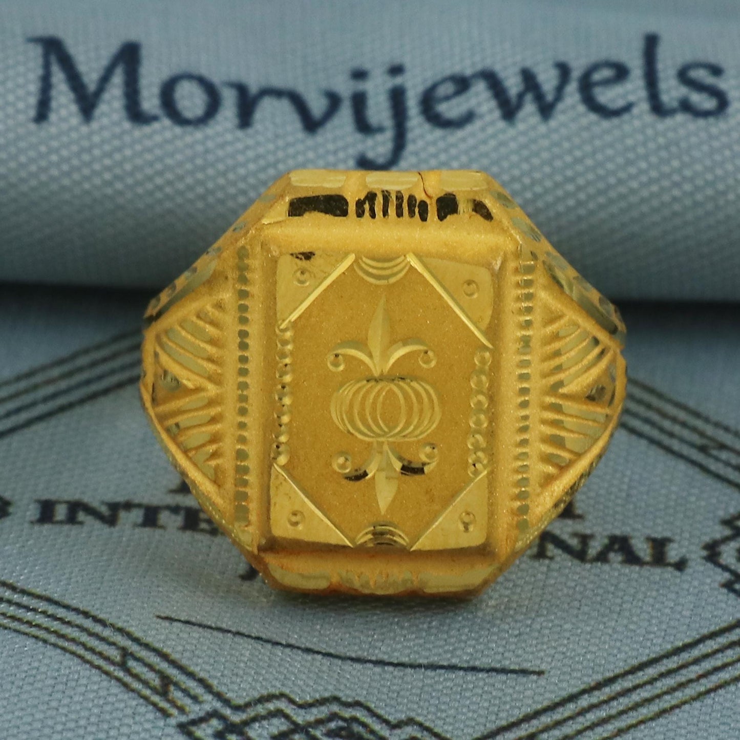 Carved 22k Yellow Gold Ring Handmade Jewelry, K5919