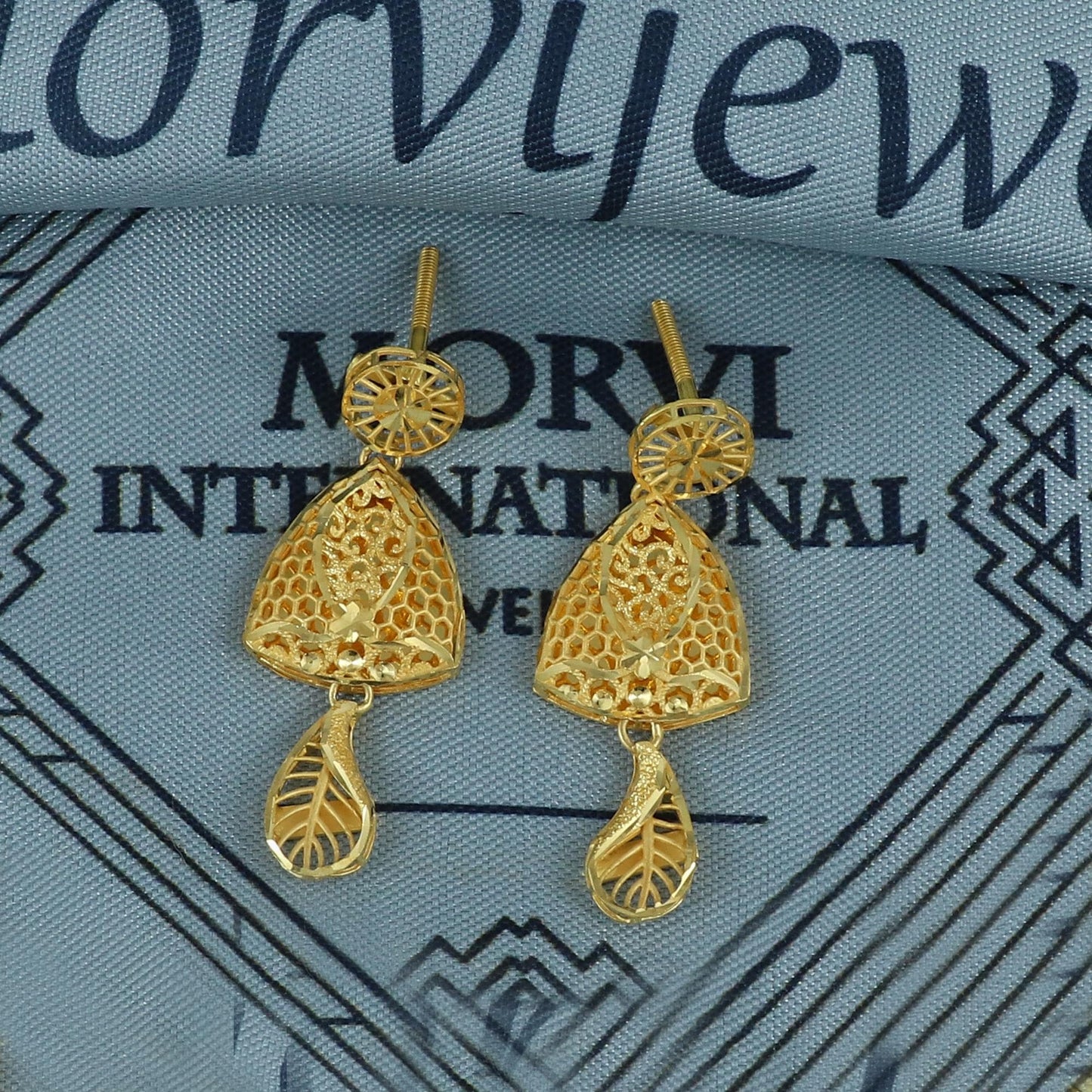 Filigree 22k 22kt Gold Earrings Indian 916 Yellow Gold Handmade Jewelry, K5924A