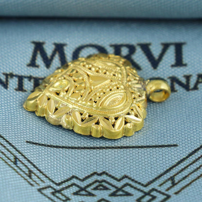 Handmade Small 18k Gold Pendant or Tikka Indian 18kt Jewelry,