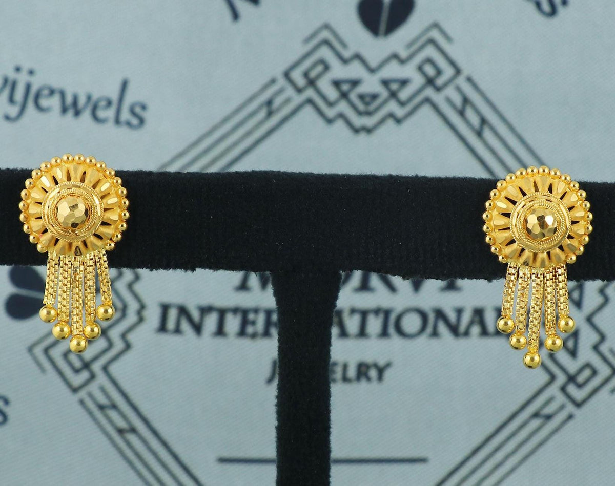 Handmade Designer 22kt gold earrings jewellery, 22k gold earrings, 22kt earrings, K5669