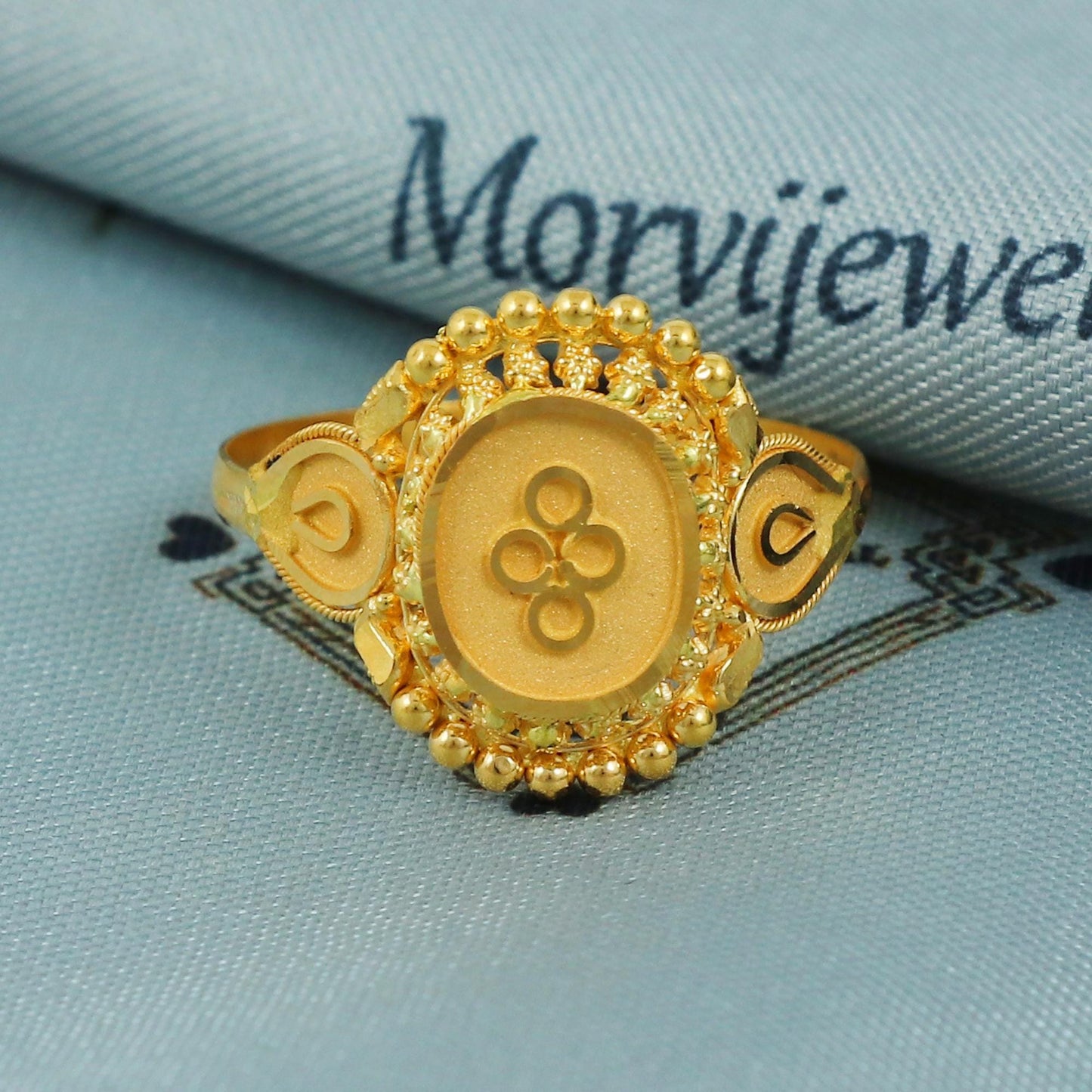 22k Gold Indian Ring – 2.09g Handmade, Size 10 US, Elegant 16mm Gold Band, Traditional Design, Authentic Indian Jewelry, MJ0080