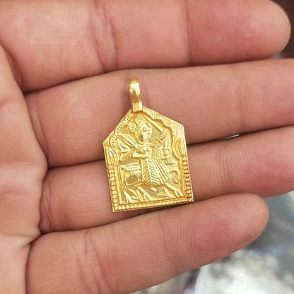 Real Handmade 22k Gold Hindu God Pendant: Vintage Style Amulet Jewelry