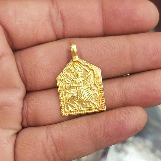 Real Handmade 22k Gold Hindu God Pendant: Vintage Style Amulet Jewelry