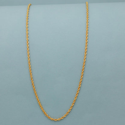 Rope Style 22k Yellow Gold Chain Necklace Gift , 19 inches, 22k karat 22kt 22ct Indian Gold Handmade chain necklace Jewelry for gift,