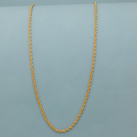 Rope Style 22k Yellow Gold Chain Necklace Gift , 19 inches, 22k karat 22kt 22ct Indian Gold Handmade chain necklace Jewelry for gift,