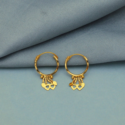20k Gold Hoop earrings Bali Earrings , Huggies , Handmade Yellow gold dangle earrings for women, Christmas gift, Indian gold earrings