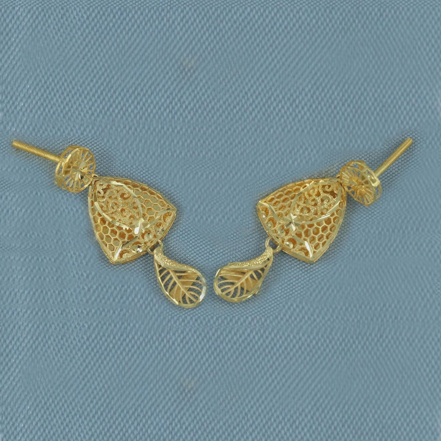 Filigree 22k 22kt Gold Earrings Indian 916 Yellow Gold Handmade Jewelry, K5924A