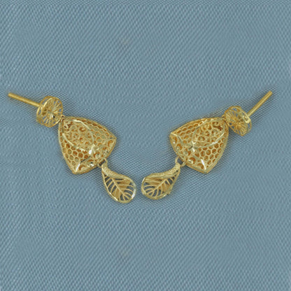Filigree 22k 22kt Gold Earrings Indian 916 Yellow Gold Handmade Jewelry, K5924A